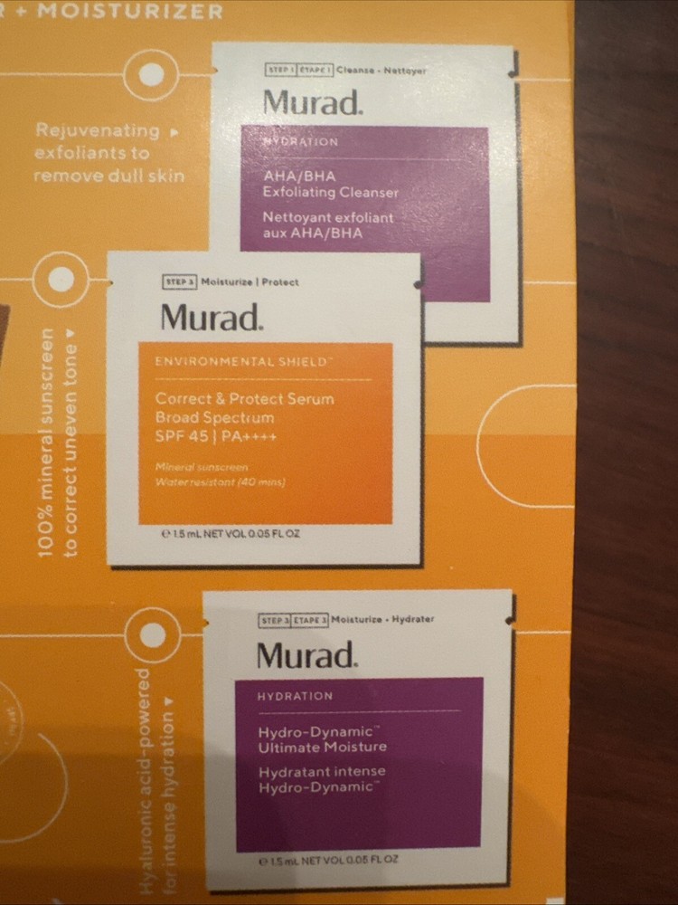 Murad SPF Travel Size Sample Suncreen Set for AM & PM INCLUDES 3 FREE SAMPLES
