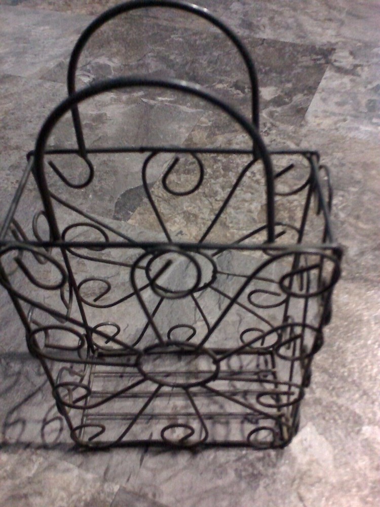 Basket metal pewter decor