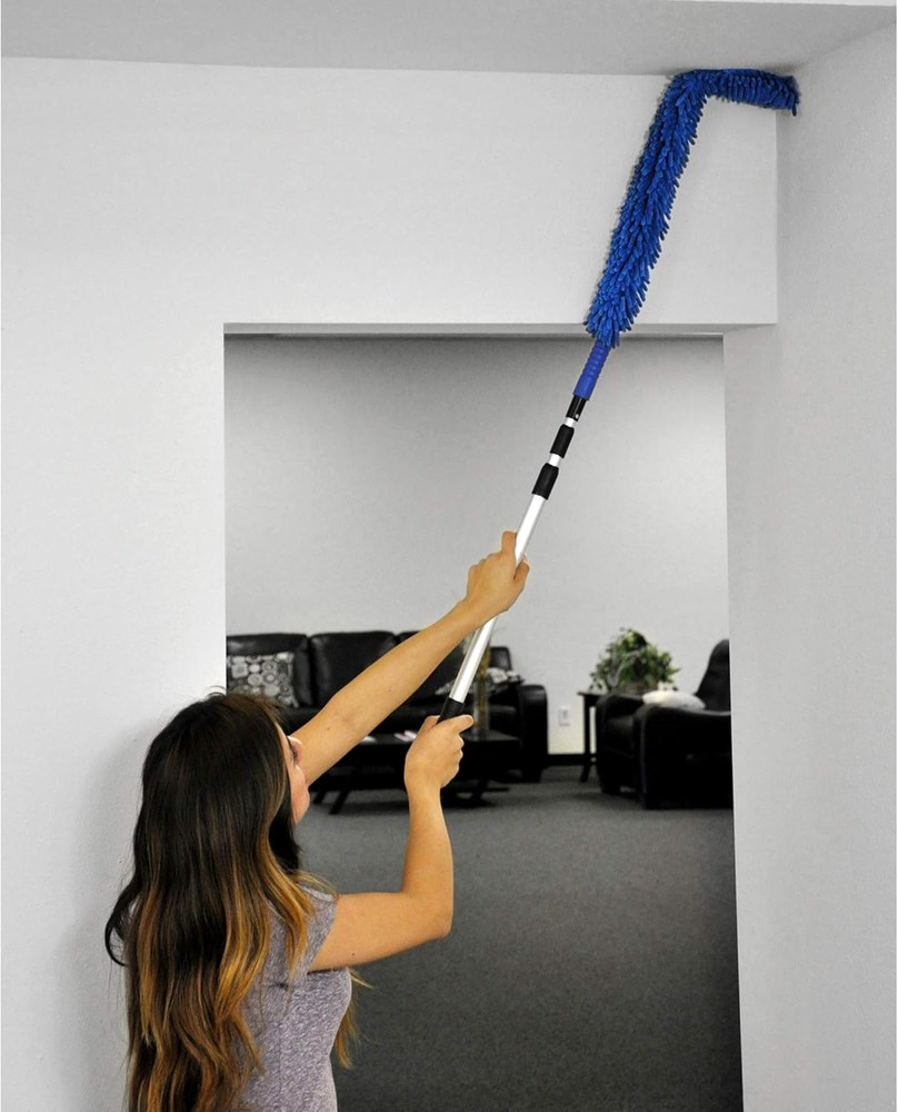 Handheld Reusable Microfiber Flex Duster with Adjustable Telescopic Reach Pole –