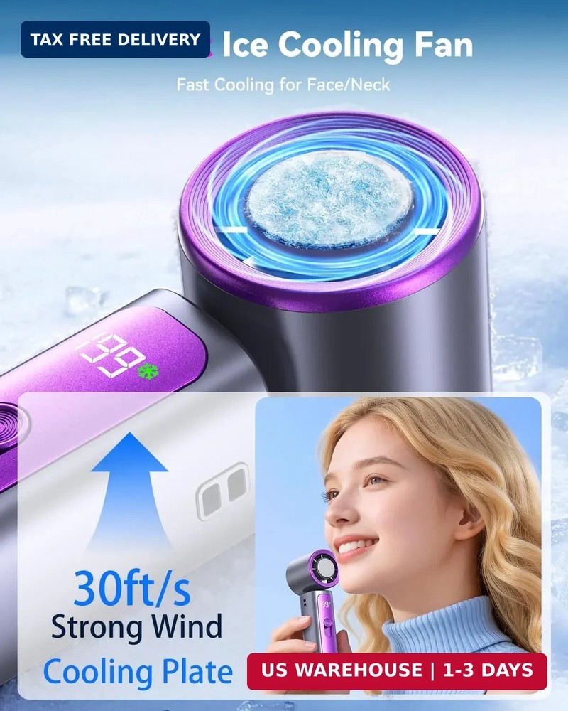 DRORION Portable Mini Fan with Ice Cooling Function, 199 Speed Adjustable Handhe