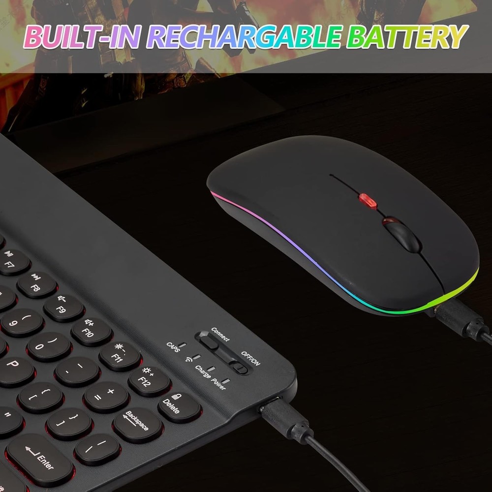 Bluetooth Keyboard and Mouse Combo for iPad - Rechargeable Wireless Keyboard.