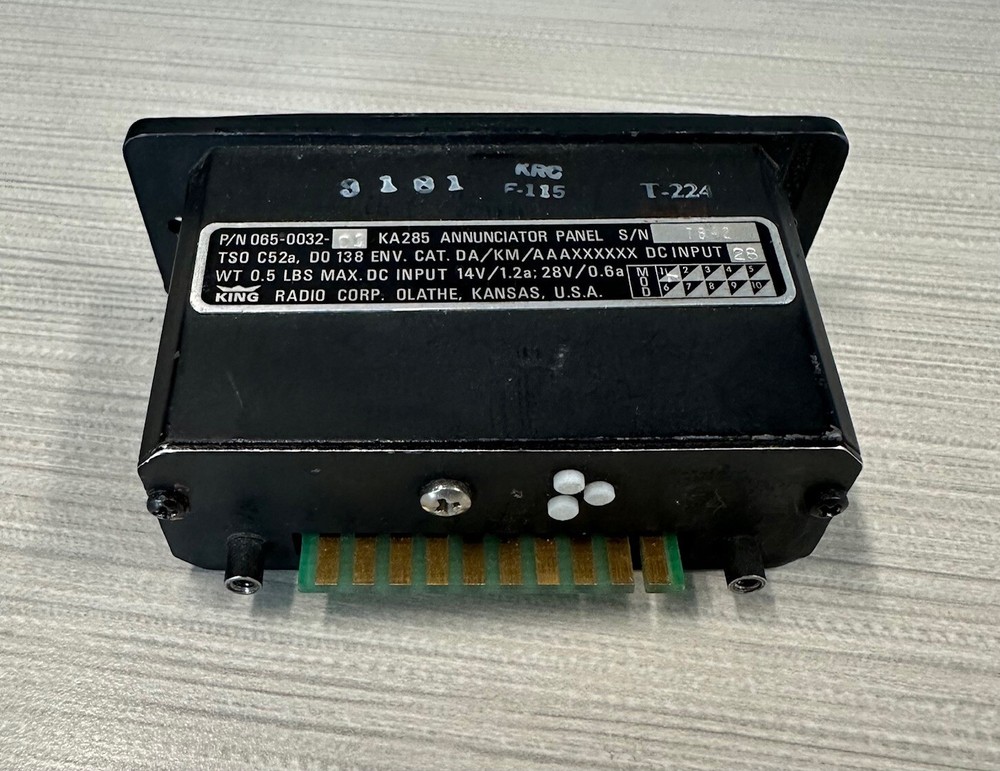 Bendix King KA285 Annunciator Panel pn: 065-0032-01