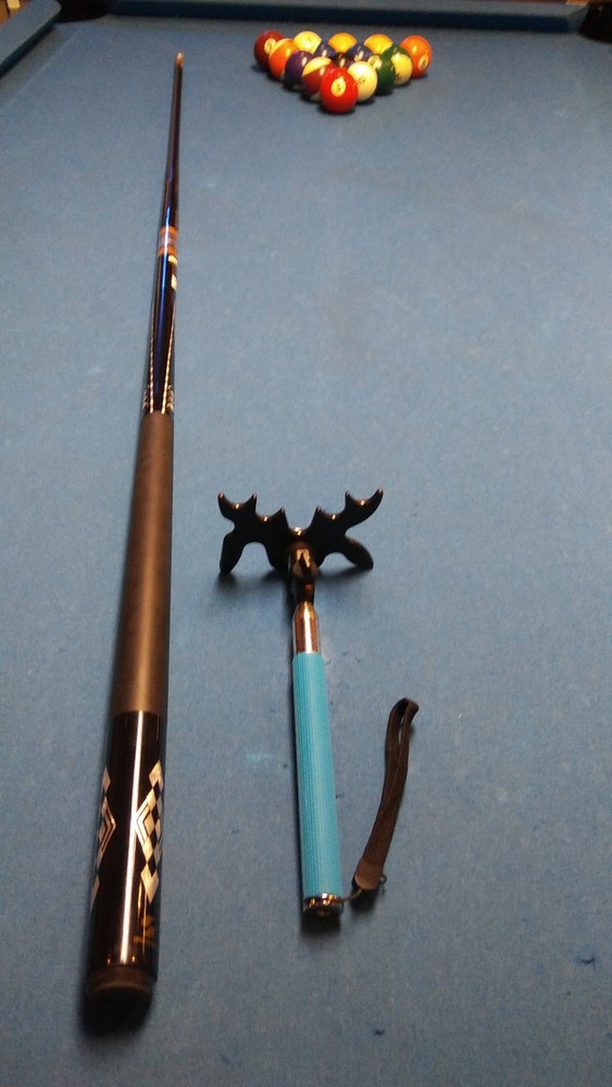 RED - CUE BRIDGE EXTENDABLE TELESCOPING MOOSE HEAD CRUTCH REST POOL 9 POSITIONS
