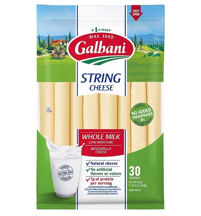 Galbani Whole Milk Low Moisture Mozzarella String Cheese, 30 ct.