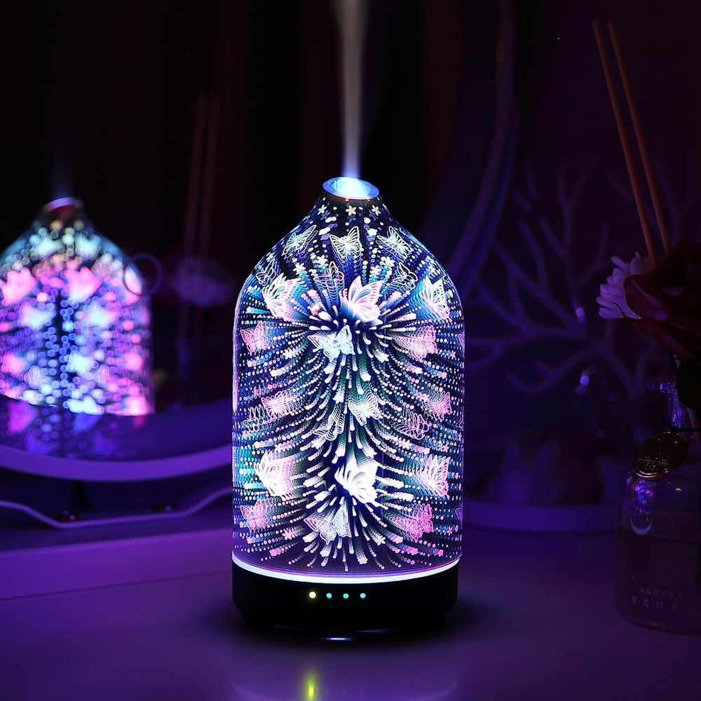 Essential Oil Diffuser Hand Blown Glass Aromatherapy Diffuser - Ultrasonic Cool