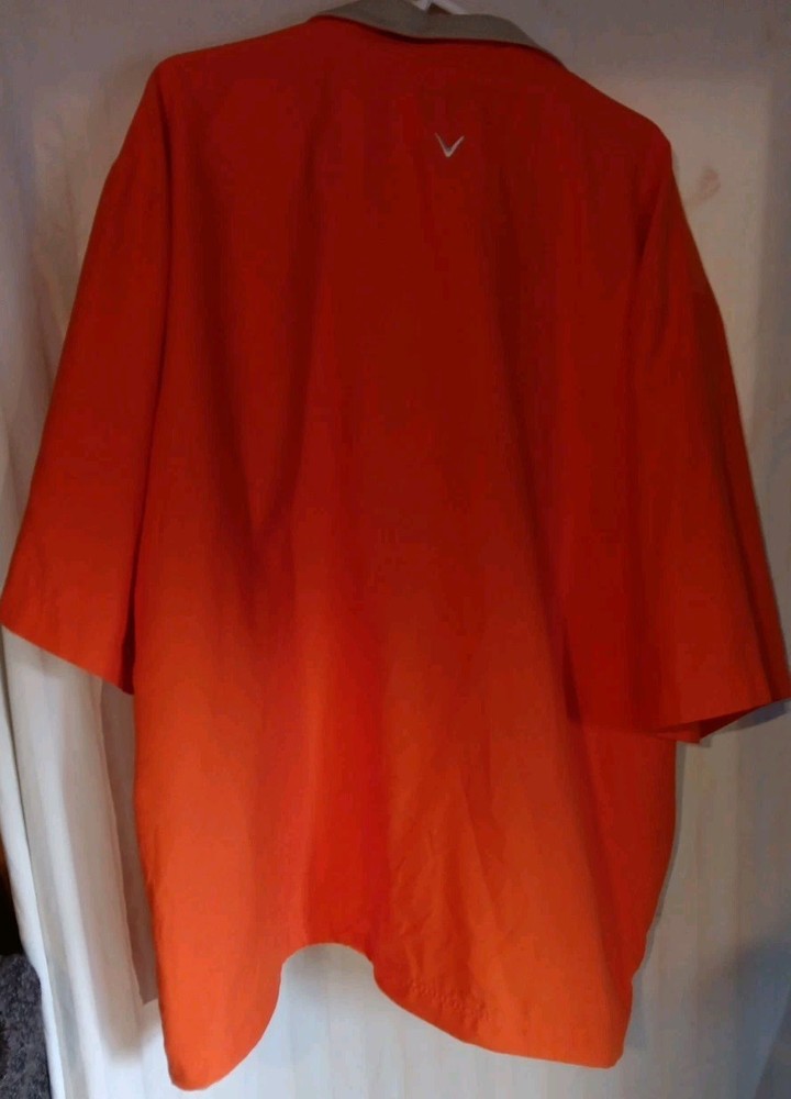 Callaway Golf Men XL Orange Pullover Jacket 1/2 Zip Outerwear Brushed Microfiber
