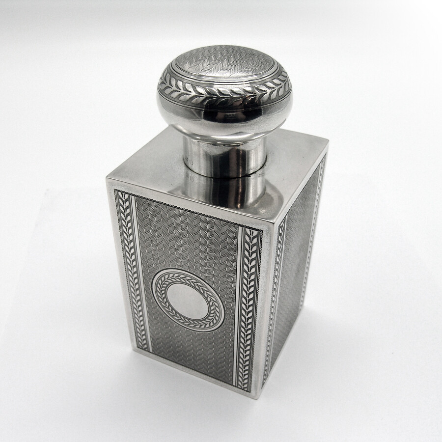 Engine Turned Tea Caddy German 800 Silver
