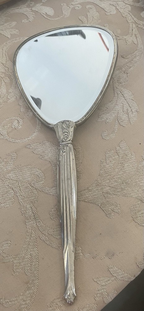 Antique Handheld Mirror with Rose design