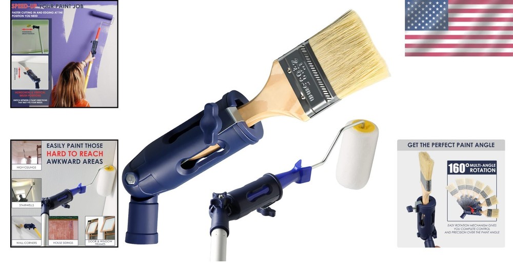 Adjustable Multi-Angle Paint Brush Extension Tool for High Places - 3" Width