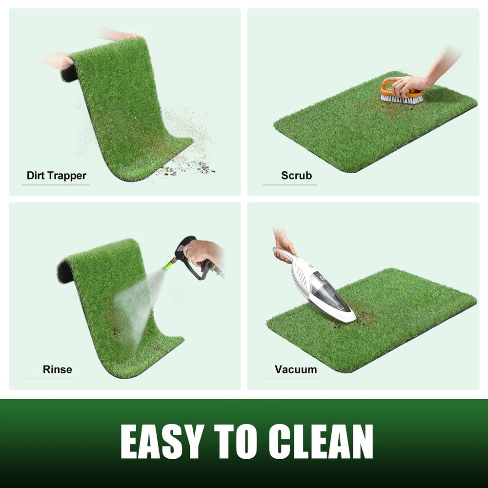 TREETONE Artificial Grass Door Mat, Thick 1'8" x 2'6" (Rectangular), Green