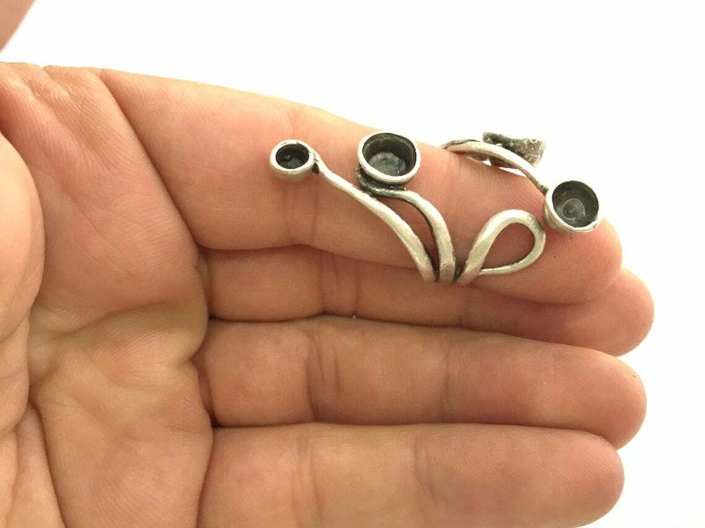 Ring Blank Setting Base Bezel Cabochon Antique Silver Plated Brass G3501