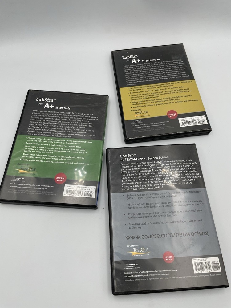 3 LabSim Thomson Course Technology A+ Essentials, IT, Network Programs M1