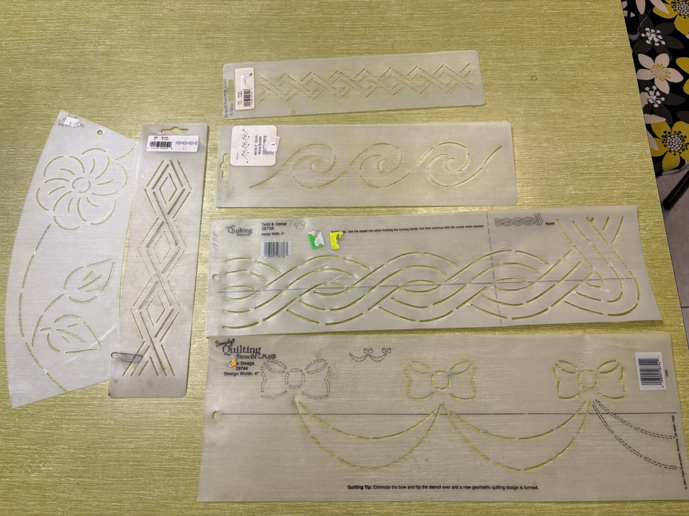 7 Quilting Templates Stencils, for marking quilts before quilting BORDERS