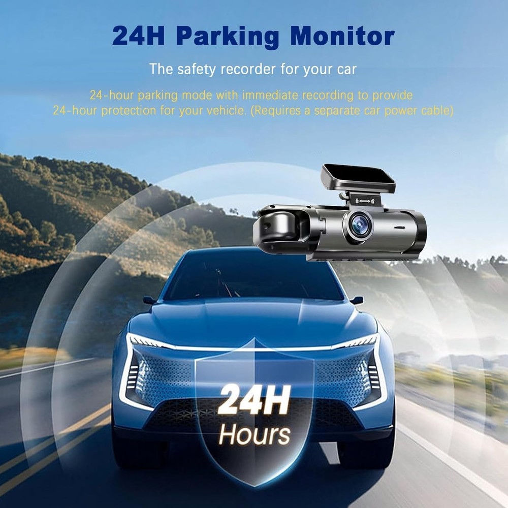 Front & Inside HD Dash Cam with Infrared Night Vision & Loop Recording Functio