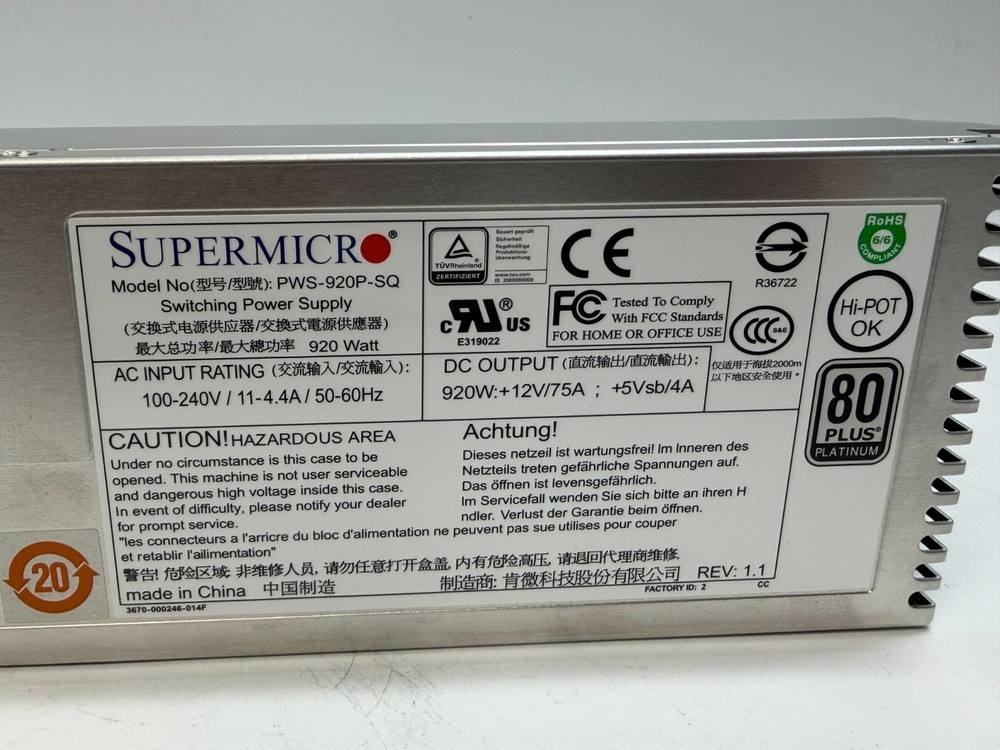 Supermicro PWS-920P-SQ Power Supply Module