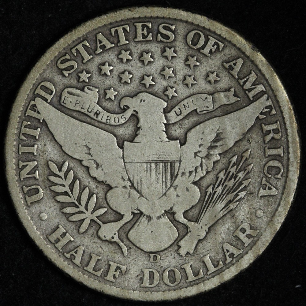 1908-D Barber Silver Half Dollar VG E281 WUCE
