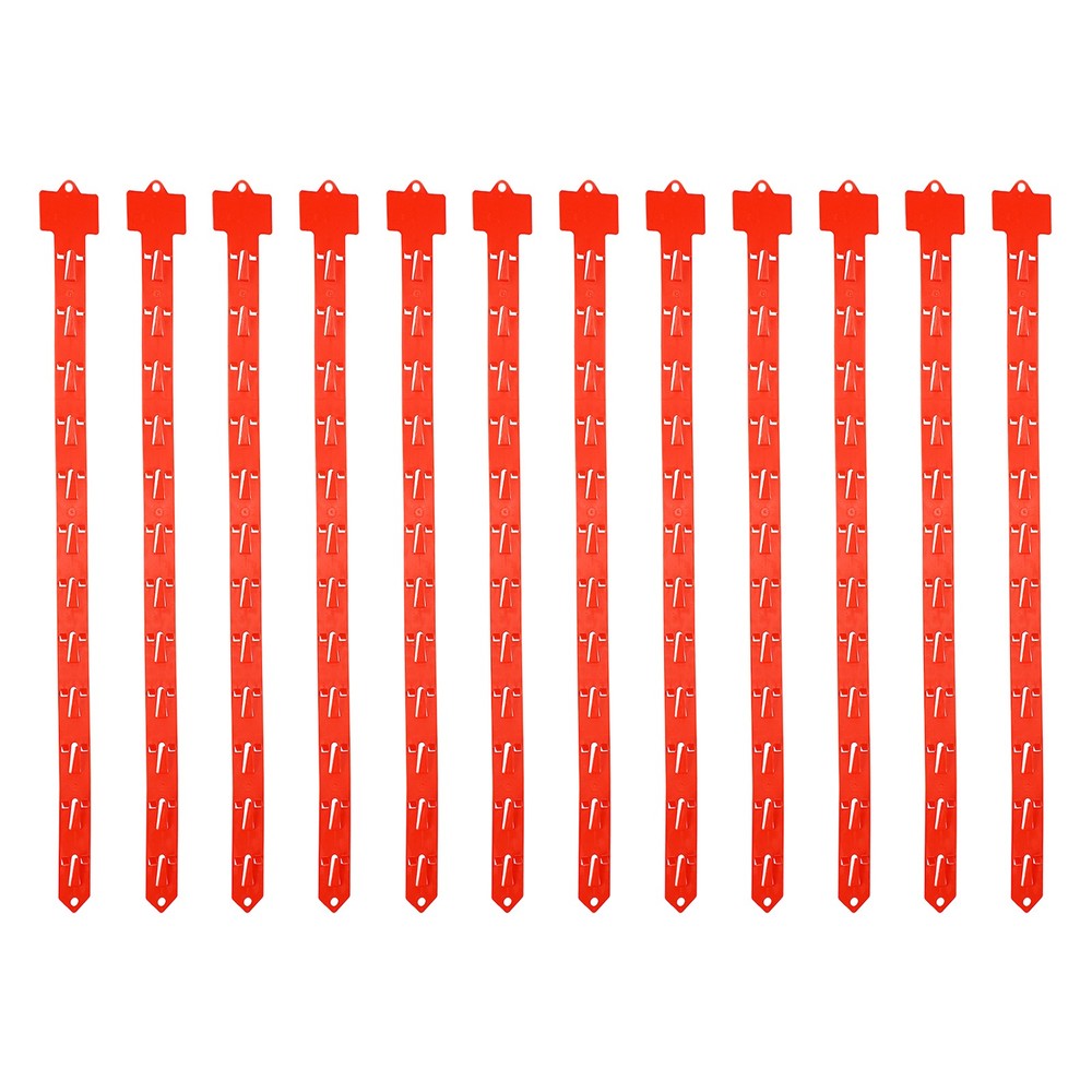 12Pcs Hanging Merchandise Strips, 24.61" Display Rack Stand, Red