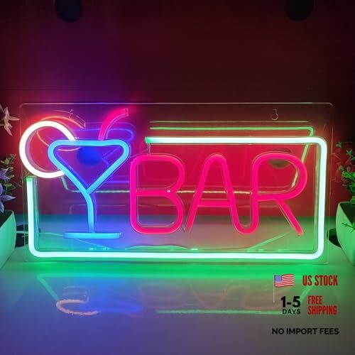 BAR Neon Sign - USB Interface with Switch - Decorations for Red+Green