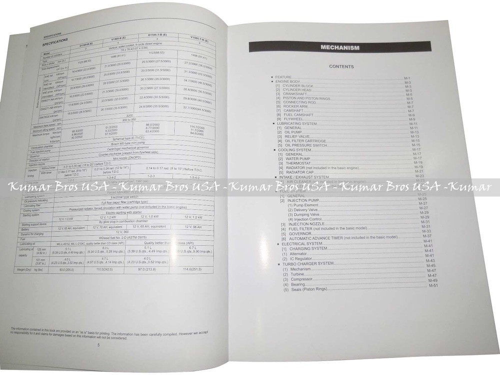 New Engine WORKSHOP MANUAL FITS Kubota D1005