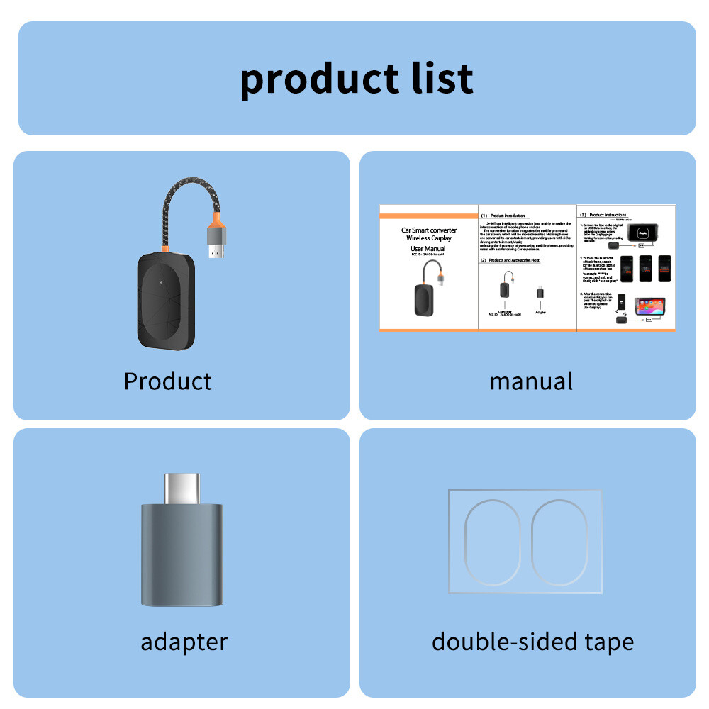 Wireless USB Carplay Adapter Dongle For iPhone Apple Android Auto Plug &Play