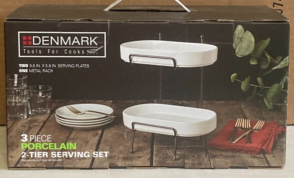 Denmark Tools for Cooks 3pc Porcelain 2-Tier Serving Set