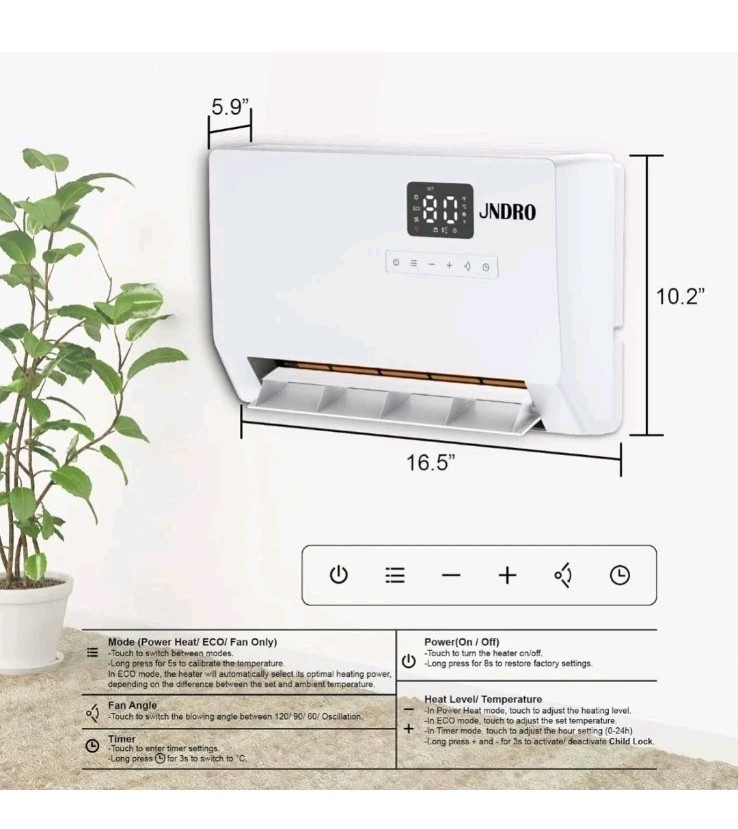 JNDRO Wall-Mounted Space Heater