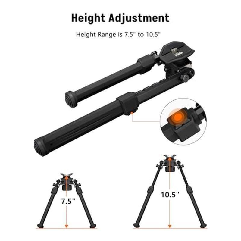 Lightweight Adjustable Rifle Bipod Sling Stud Hunting Shooting Stability New
