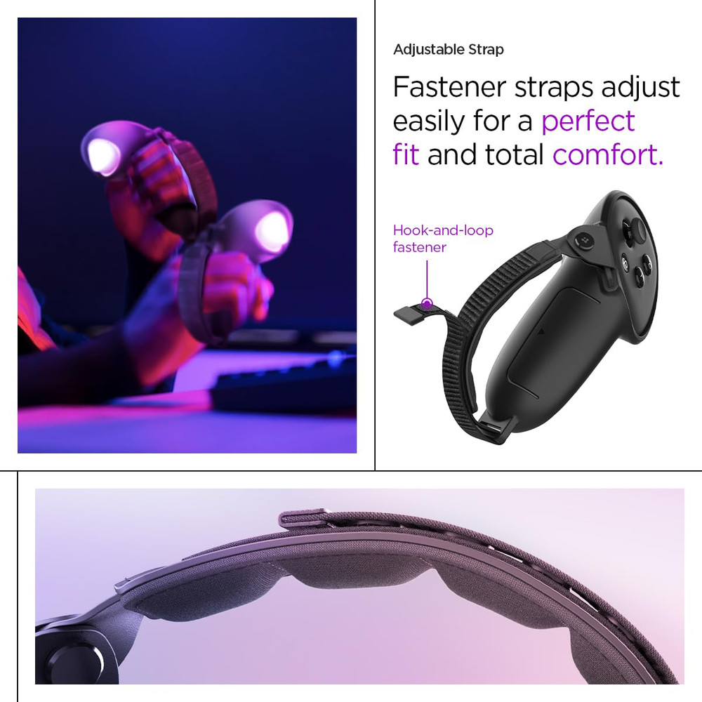 Silicone Fit Designed for Meta Quest 3/3S Controller Grips, Non-Slip Adjustable