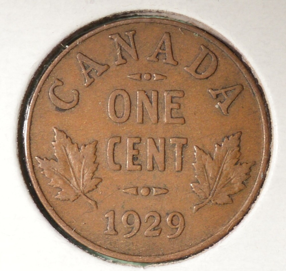 1929 - Canada Penny  - 1 cent  - Average Circulated   🇨🇦🇨🇦