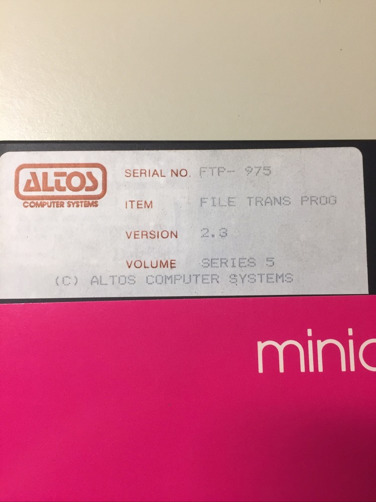 Vintage ALTOS Computer Systems File Trans Program 5.25” Floppy Disk VHTF