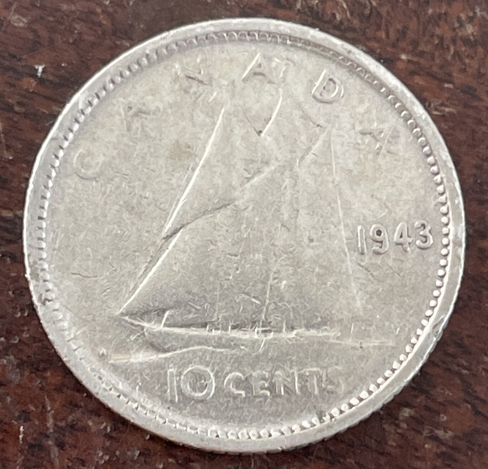 CANADA 1943 10 CENTS SILVER VERY NICE CONDITION L90