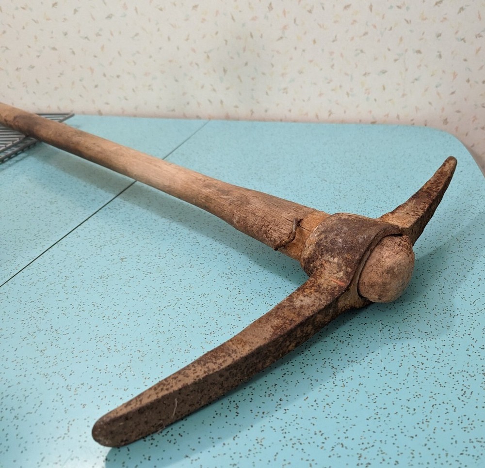 Antique Pick Axe Square Nails Just Over 3' Primitive