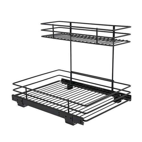 2-Tier Pull-out Cabinet Storage Rack, Sliding Out Storage Rack Under Sink, Black