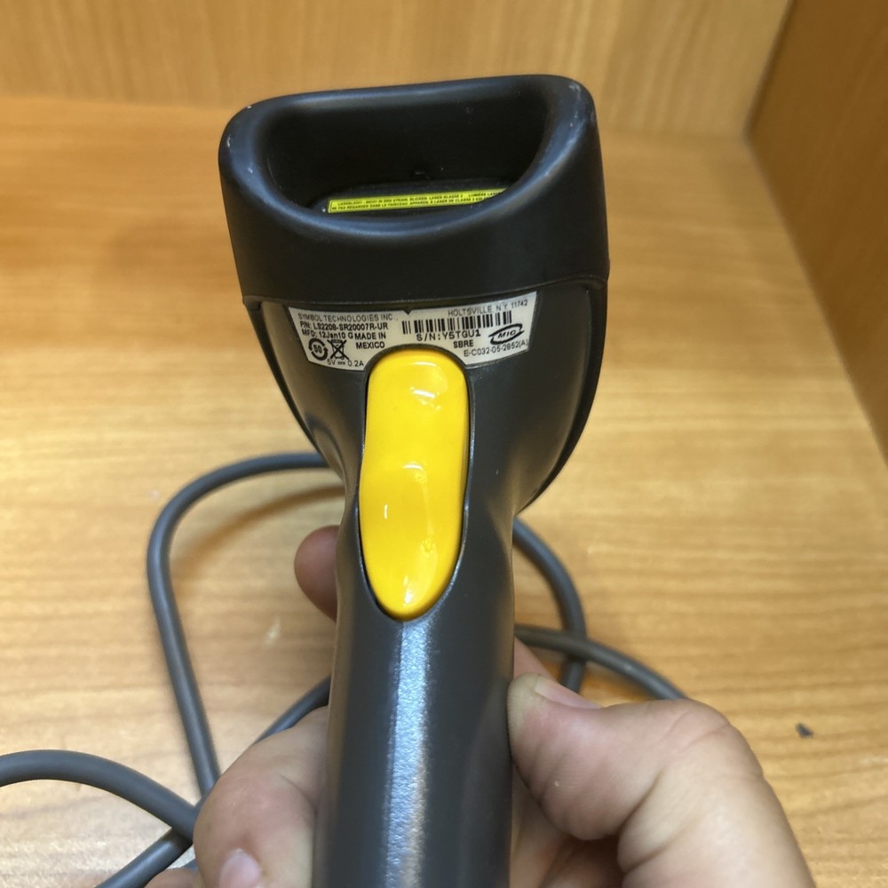 Motorola LS2208 Laser Barcode Scanner - Black/Yellow