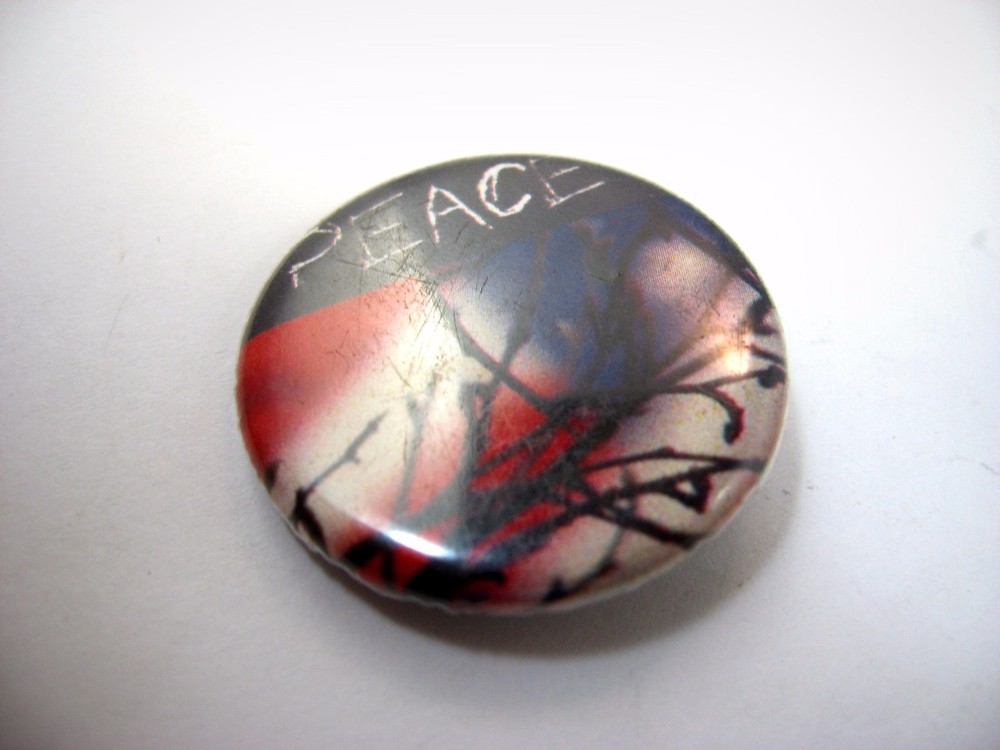 PEACE Pin Button  Wood Branches Design
