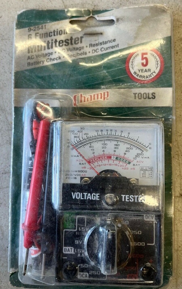 NOS Champ 6-Function Multi-Tester W/Positive & Negative Probes #9-2541 Fast Ship