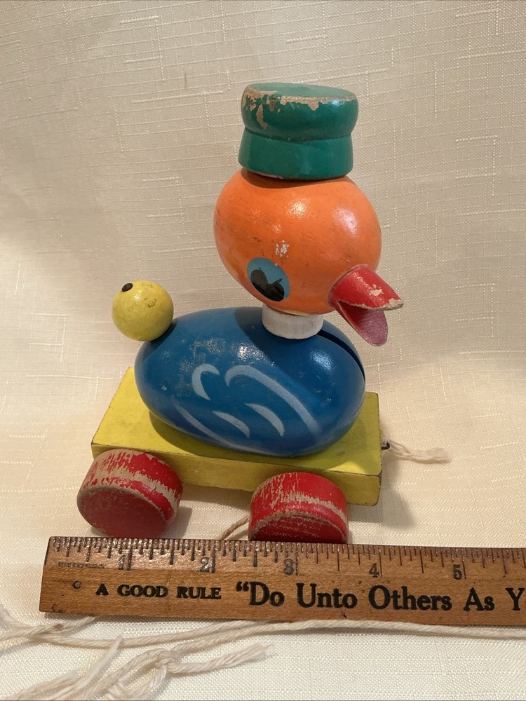 Vintage Wooden Duck Pull Toy EASTER🐤
