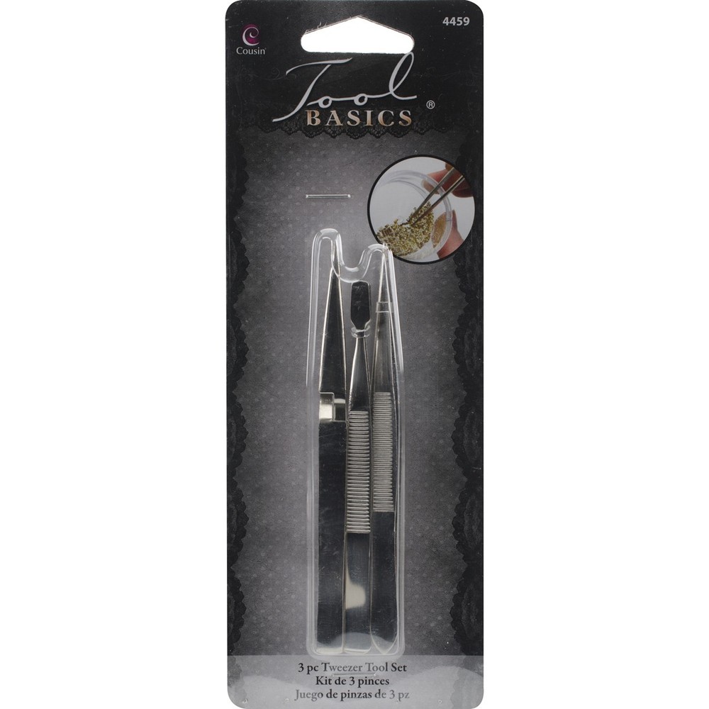 Tool Basics Tweezers 3/Pkg 4.5"