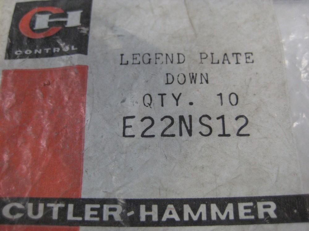 CUTLER HAMMER E22NS12 LEGEND PLATE NSMP