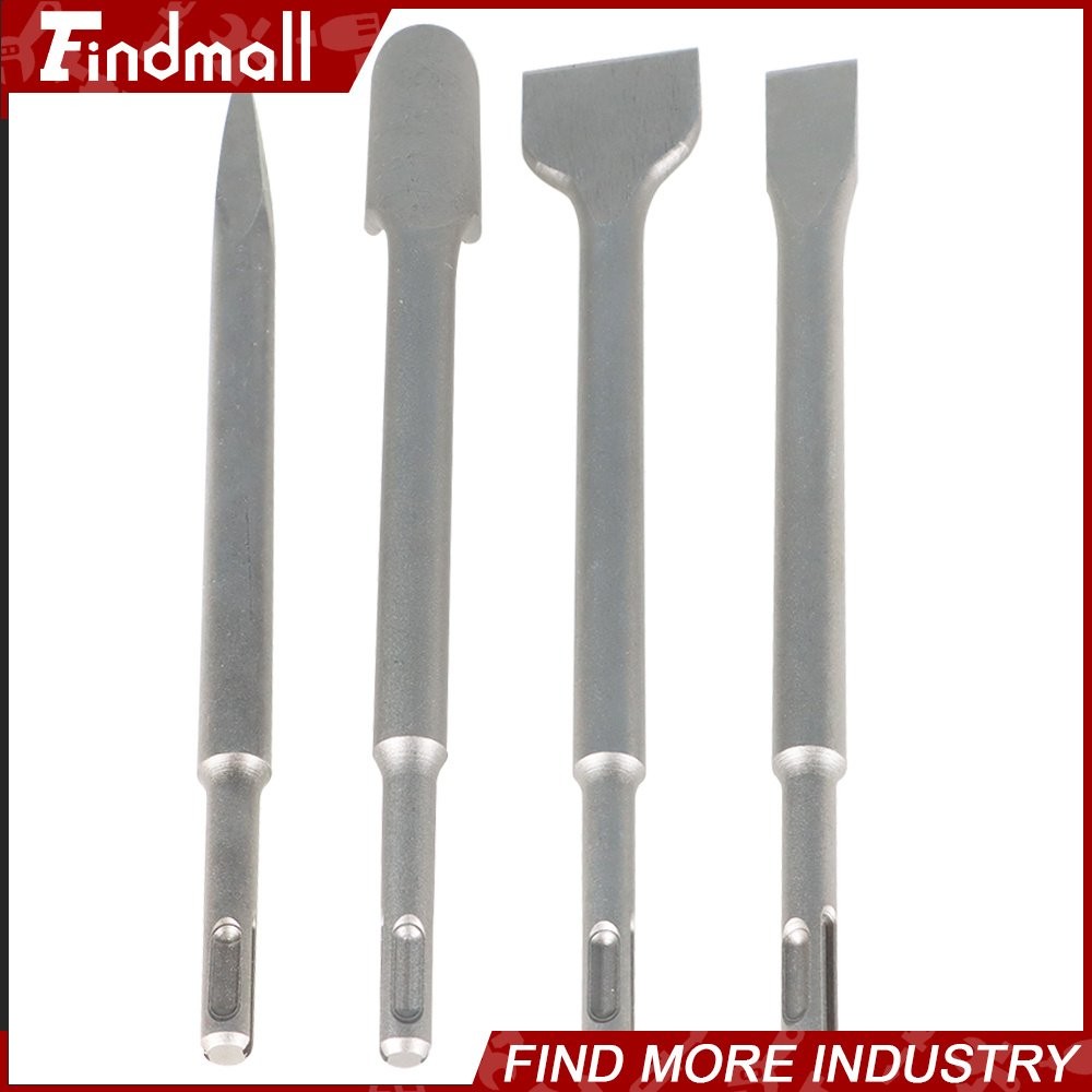 Findmall 4 Pack SDS Plus Chisel Bits -Flat Chisel Grooving Chisel & Point Chisel