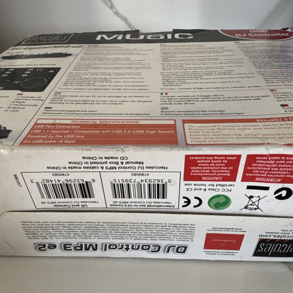 Hercules DJ Control MP3 E2 DJ USB Powered Controller New Never Used