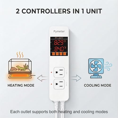 Digital Temperature Controller Dual Probe Reptile Thermostat PY-20TT-10A
