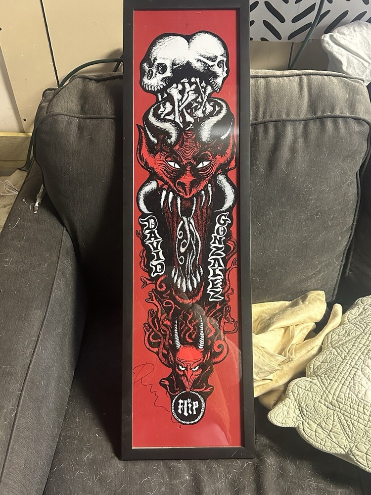 Flip skateboard deck artwork, signed by David Gonzalez