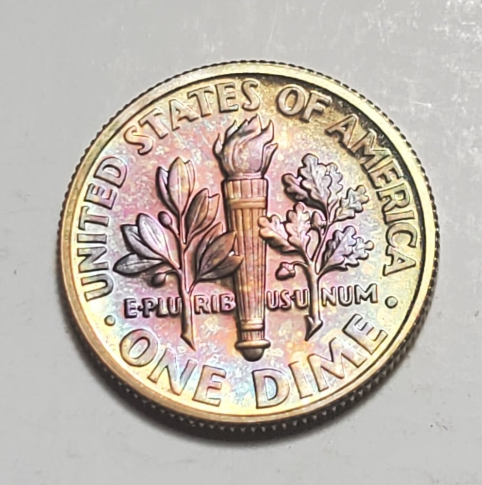 TONED 1993 S ROOSEVELT DIME CLAD PROOF UNC #C7280