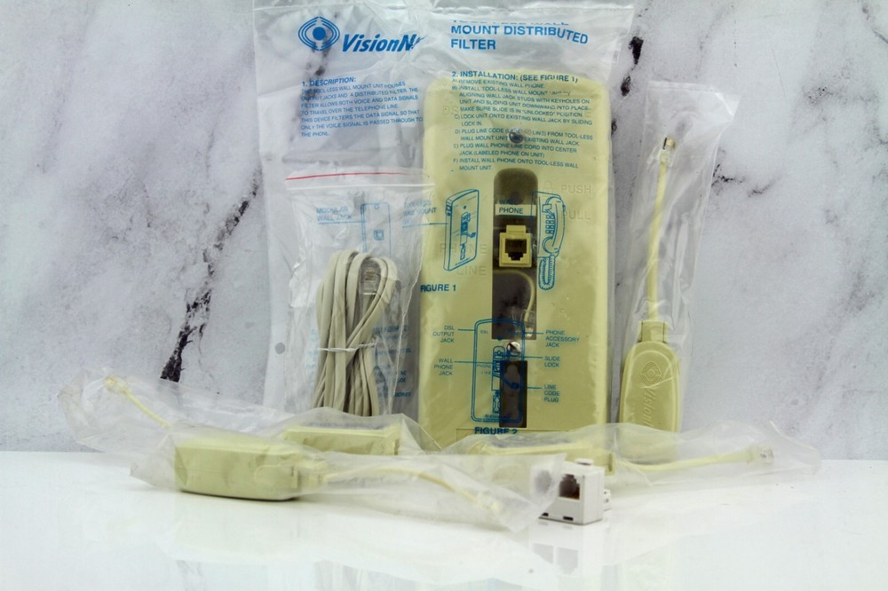 VisionNet DSL Filter Pack Two-Way Adapter Wall Mount RJ-11 Cable 4-Filters