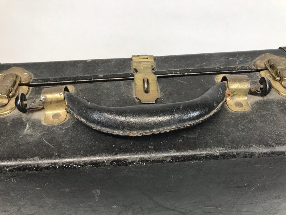 VINTAGE BELL SYSTEM TELEPHONE LINEMAN TOOLBOX VULCANIZED LEATHER CASE W/TOOLS