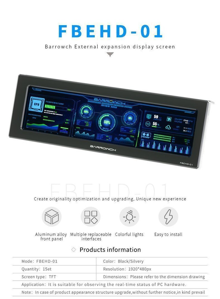 Barrowch External LCD Display FBEHD-01 Black