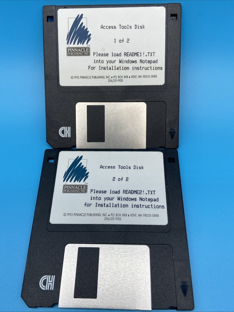 Vintage 1993 Pinnacle Publishing Access Tools Disk 1 & 2 - 3.5" Floppy Set