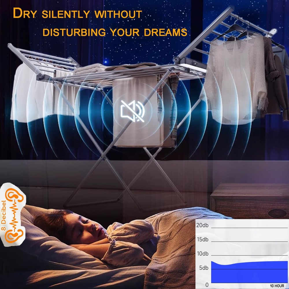 (1 Pack) Heated Clothes Drying Rack, Folding Electric Clothes Rack, Collapsib...