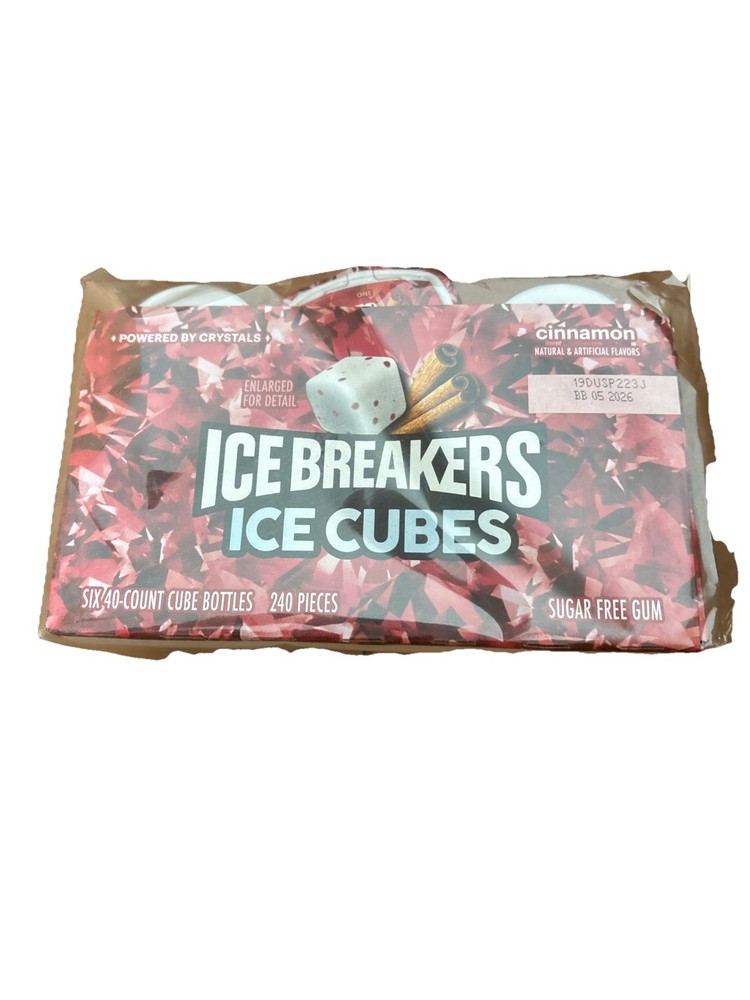 (6) ICE BREAKERS ICE CUBES Cinnamon Sugar Free Gum, BB 05/26